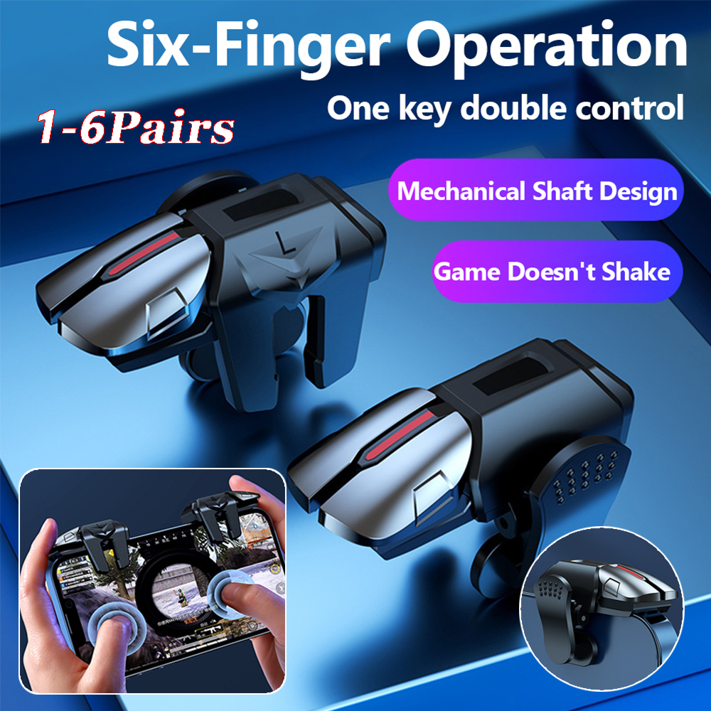 Gaming Trigger Phone - 1-6Pairs 6-Finger Mobile Game Trigger for