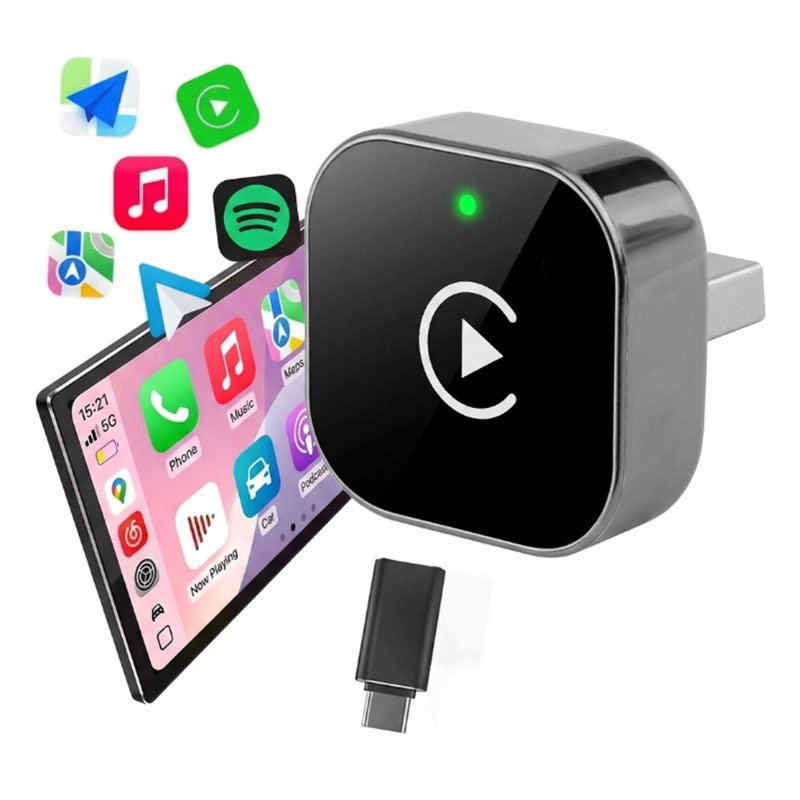 Phone Accessories Unique - 2-in-1 Wireless CarPlay Adapter Plug-and-Play for