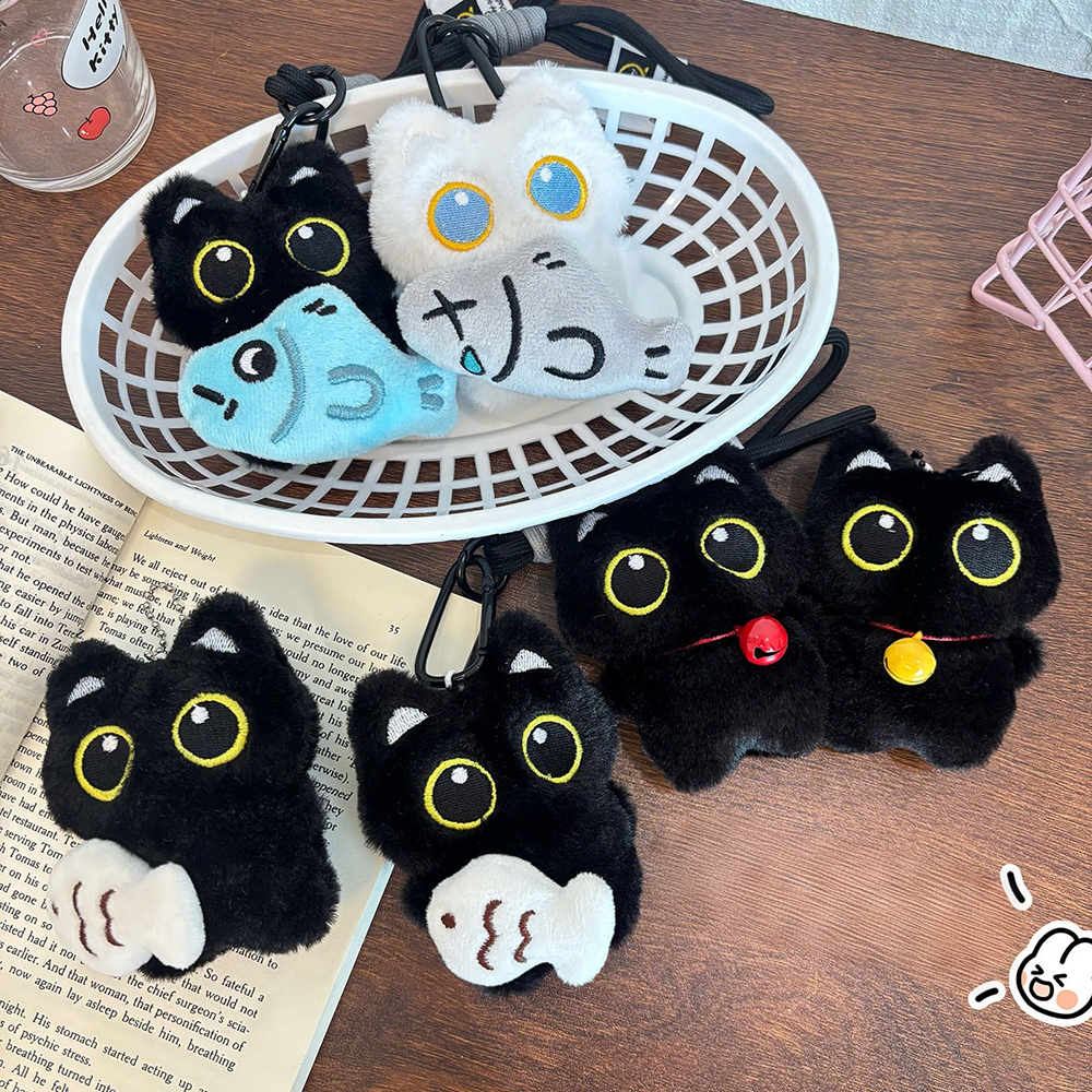 Cute Plush Big Eyed Black Cat  - Phone Accessories Doll recensione e prezzo